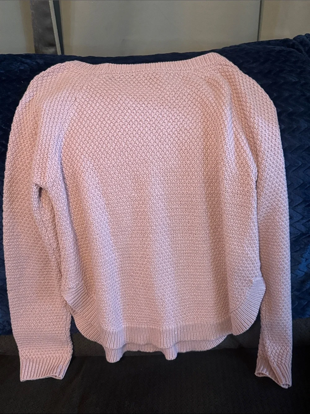 Cloud Chaser Lace-Front Crewneck Sweater in Dusty Rose pink roses